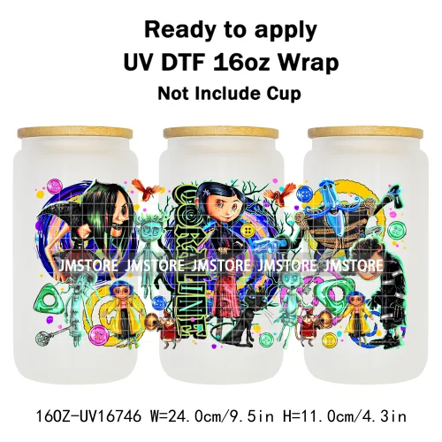 Coquette Bow Movie Eyes Buttons 16OZ UV DTF Cup Wraps Ready To Apply Waterproof Transfer Stickers For Libbey Glass Can Tumbler