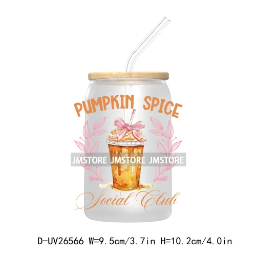 Coquette Pumpkin Spice Coffee Club UV DTF Transfer Stickers Decals For Libbey Cold Cups Mugs Tumbler Custom Retro Fall Autumn