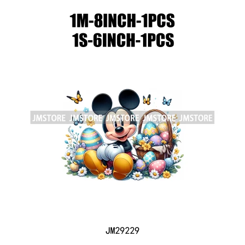 Cartoon Easter Mouse Egg Flowers Iron On DTF Transfers Stickers Ready To Press For Sweatshirt Bags