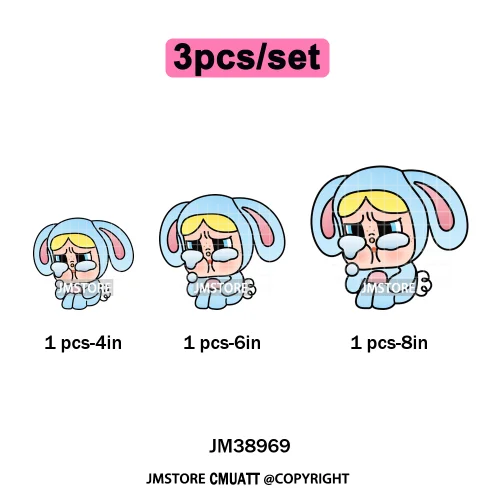 Cute Cry Tears Sad Girls Cartoon Dolls Love Designs Iron on DTF Washable Heat Transfers Stickers Ready to Press for Clothes Bags