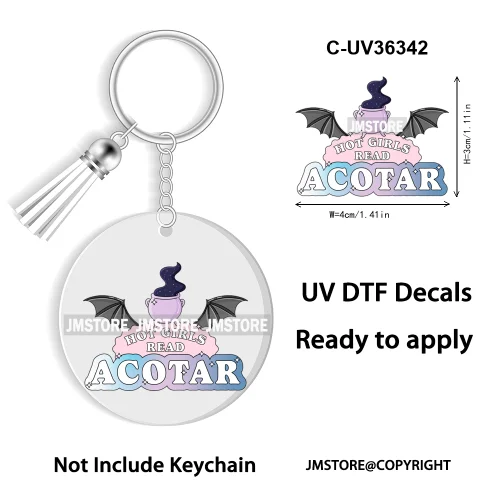Trendy Bookish Inspirational Quotes UV DTF Decal Round Keychain Ready To Apply WaterProof Transfer Stickers For Circle Keychain