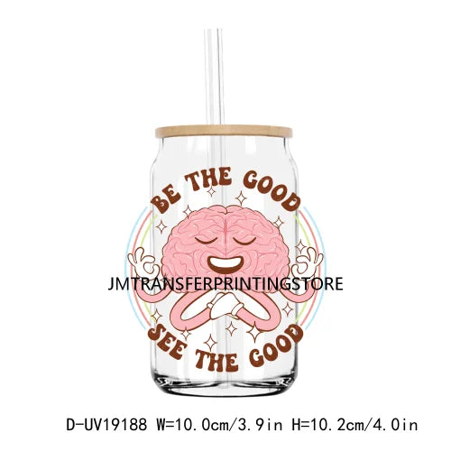 Retro Motivational Quotes UV DTF Transfers Stickers Decals For Libbey Cold Cups Mugs Tumbler Mental Health Waterproof DIY Logo