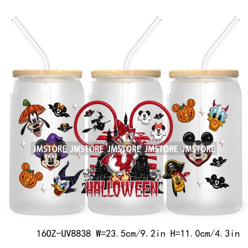 3D Horror Halloween UV DTF Sticker For 16OZ Libbey Glass Cup Can Wrap Transfer Stickers Custom Label DIY Logo Cartoon Blue Koala