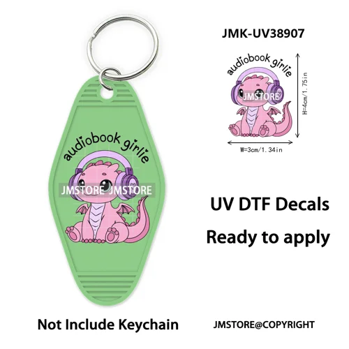 Reading Book Animals Mental Health UV DTF Motel Keychain Wraps Ready To Apply Waterproof High Quality Hotel Keychain Decals