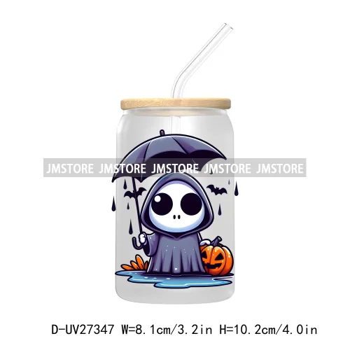 Funny Witch Ghosts Halloween Bat UV DTF Transfer Stickers Decals For Libbey Cold Cups Mugs Tumbler Waterproof Craft Spooky Vibes