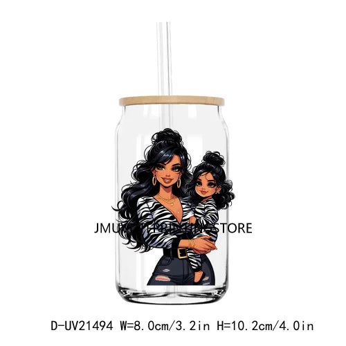 Latina Mama And Daughter UV DTF Transfers Stickers Decals For Libbey Cold Cups Mugs Tumbler Waterproof DIY Logo Mother's Day