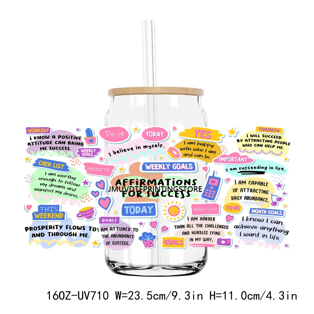 Teacher Daily Affirmation 16OZ UV DTF Cup Wrap Transfers Stickers Custom Labels DIY Durable Waterproof Logo For Libbey Glass Can