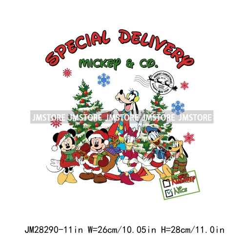 Special Delivery Characters Cartoon Santa Claus Christmas Gift Iron On DTF Transfers Stickers Ready To Press For Clothes