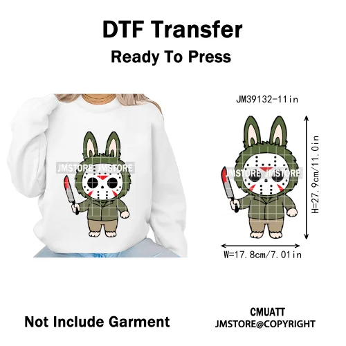 Cute Monster Cartoon Character Spooky Halloween Season Iron on DTF Washable Transfers Stickers Ready to Press for T-shirts Bags