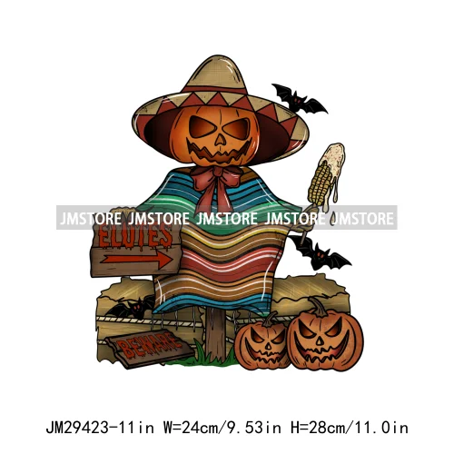 Aqui Espantan Tricotri Mexican Ghost Latina Culture Spooky Pumpkin Halloween Iron On DTF Heat Press Transfer Sticker For Hoodies