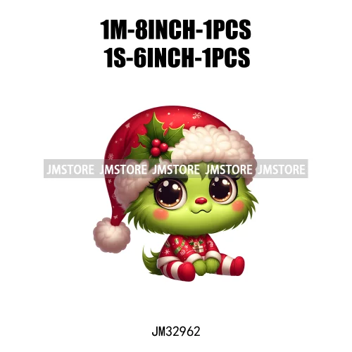 Santa Hat Candy Cane Mistletoe Cartoon Character Christmas Season Iron On DTF Transfers Stickers Ready To Press For Clothes Bags