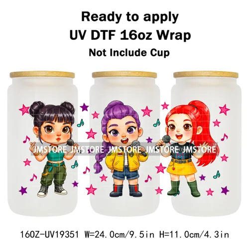 Demon Hunters Kpop Cup Noodle UV DTF Cup Wrap Ready To Apply Transfer Stickers Durable 16OZ Tumbler Wraps For Libbey Glass Can