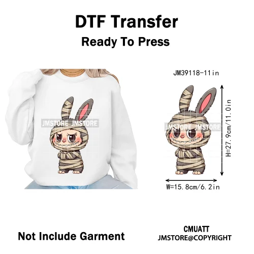 Cute Monster Cartoon Character Spooky Halloween Season Iron on DTF Washable Transfers Stickers Ready to Press for T-shirts Bags