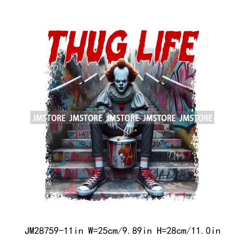 Straight Outta Nightmares Thug Life Scary Traot Card Horror Halloween Iron On DTF Transfer Stickers Ready To Press For Clothing