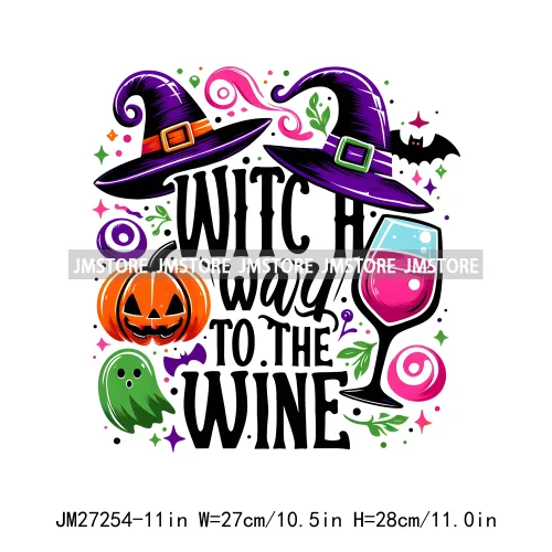 Cute Pumpkin Ghost Boo Creeep It Real Happy Halloween Spooky Witch Vibes Season Design DTF Iron On Transfer Stickers For Hoodies