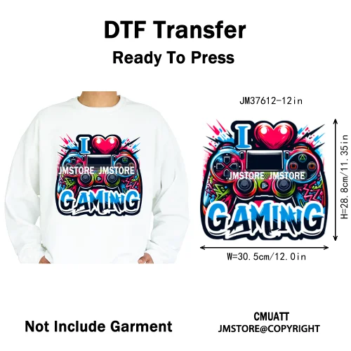 12in Old School Rap Hip Hop Music King Gaming Urban Vibes Graffiti Iron on DTF Heat Transfer Stickers Ready to Press for T-shirt