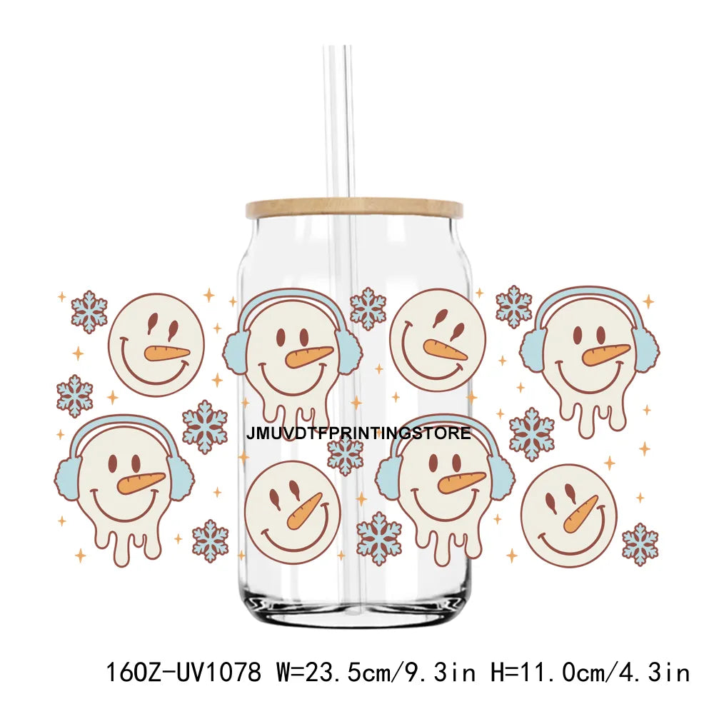 Christmas Tree Holiday 16OZ UV DTF Cup Wrap Transfers Stickers Custom Labels DIY Durable Waterproof Logo For Libbey Glass Can