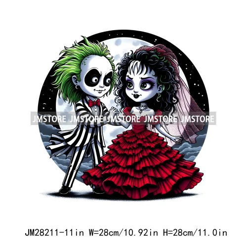 Cartoon Double Trouble Couple Character Halloween Printing Patches Iron On DTF Transfers Stickers Ready To Press For Clothing