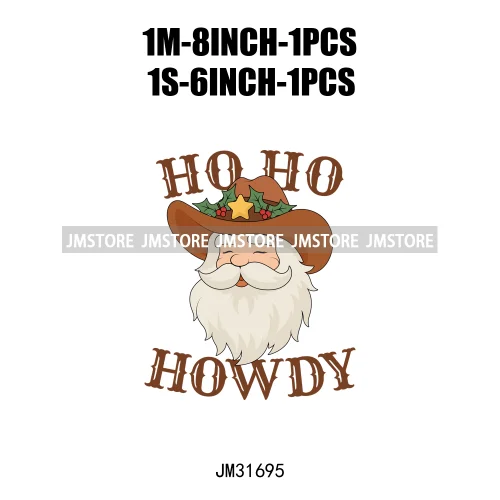 Groovy Meowy Christmas Happy Dog Cat Western Santa Howdy Ho Ho Ho Iron On DTF Transfers Stickers Ready To Press For Sweatshirts