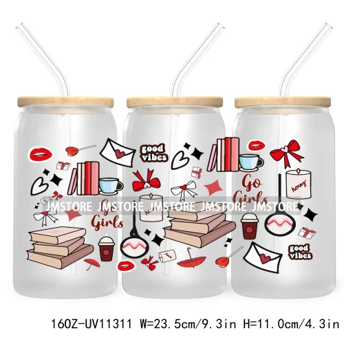 Book Lover Bookish Positive Quotes 16OZ UV DTF Cup Wrap Ready To Apply For Libbey Glass Can Cup Tumbler Butterfly Flowers Coffee