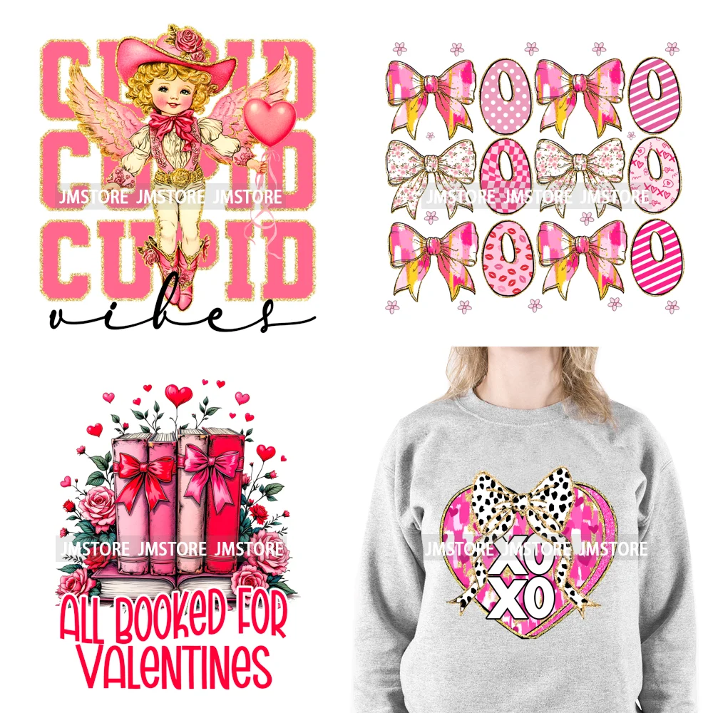 Happy Valentine's Day Western Cupid Vibes Coquette Heart Love Season Iron On DTF Transfer Stickers Ready To Press For Clothing