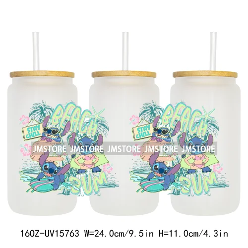 Retro Cartoon Western Summer Vibes UV DTF Cup Wraps Ready To Apply Waterproof Transfer Stickers For 16OZ Libbey Glass Can Mugs