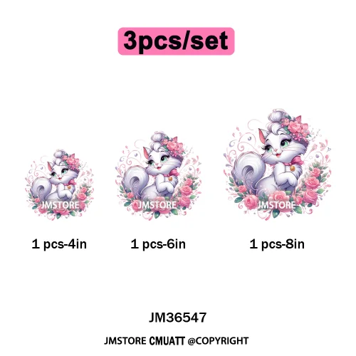 Trendy Flower Cat Bee Animal Lover Cute Princess Designs Iron on DTF Washable Transfers Stickers Ready to Press for T-shirts