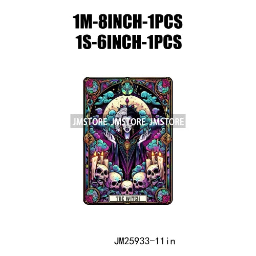 Custom Horror Halloween Emperor Empress Witch Skull Tarot Card Decals DTF Iron On Transfers Stickers Ready To Press For Clothing