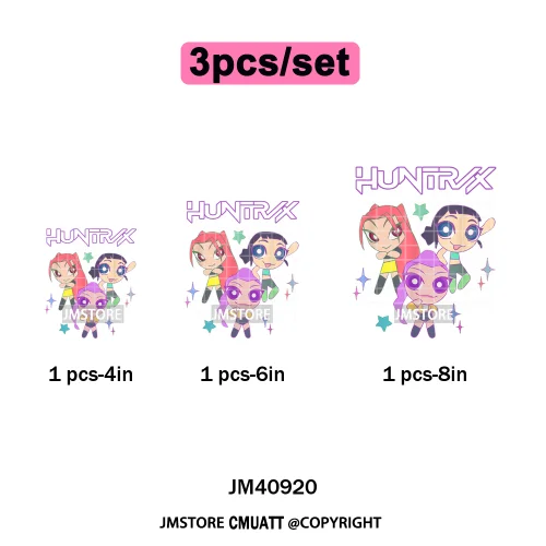 Music Kpop Group Lover Anime Fans Boys Girls Hunters Inspired Iron on DTF Washable Transfers Sticker Ready to Press for Clothing