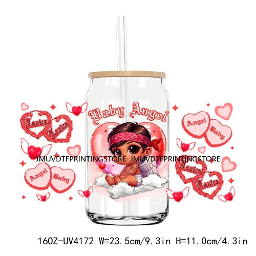 Chicano Baby Angel 16OZ UV DTF Cup Wrap Transfers Stickers Old School Cholo Girl Custom DIY Waterproof Logo For Libbey Glass Can