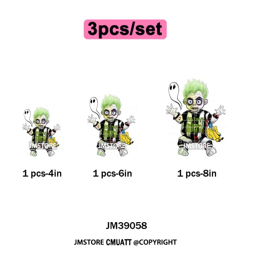 Spooky Scary Vibes Cartoon Halloween Ghost Designs Iron on DTF Washable Heat Transfers Stickers Ready to Press for Textile Bags