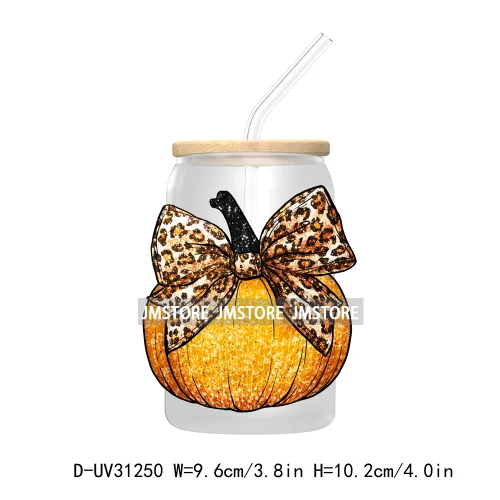 Thanksgiving Pumpkin Fall Bible Verse UV Sticker Decal For Libbey Cold Cup Mug Tumbler Transfer Sticker Coquette Bow Jesus Cross