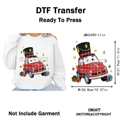 Glasses Cartoon Princess Animal Christmas Brushstroke Festive Vibes Iron on DTF Transfers Stickers Ready to Press for Hoodies