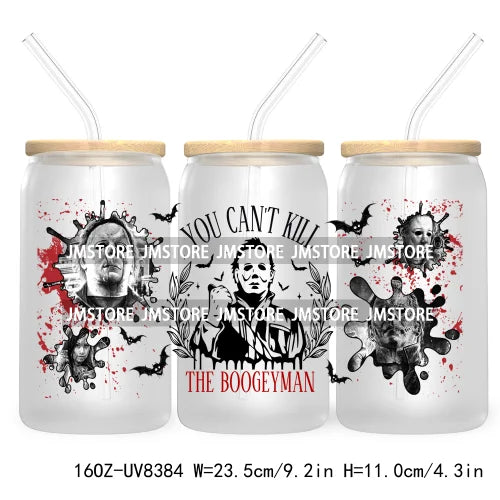 Spooky Vibes Coffee 16OZ UV DTF Cup Wrap Transfers Stickers Custom Labels Durable Waterproof Logo For Libbey Glass Can Halloween