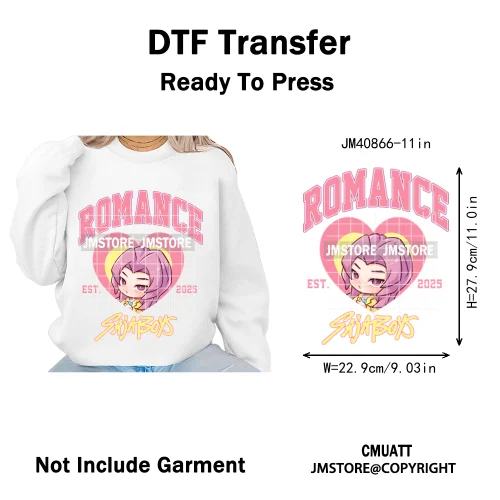 Cartoon Girl Group Boy Band Music Fans Anime Lover Soda Pop Iron on DTF Washable Transfers Stickers Ready to Press for T-shirts
