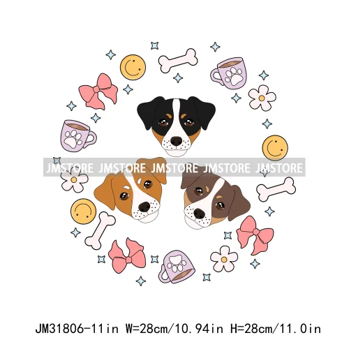 Funny Love Animal Puppy Pet Dogs Cocoa Flower Coquette Design Iron On DTF Transfers Stickers Ready To Press For Sweatshirts Bags