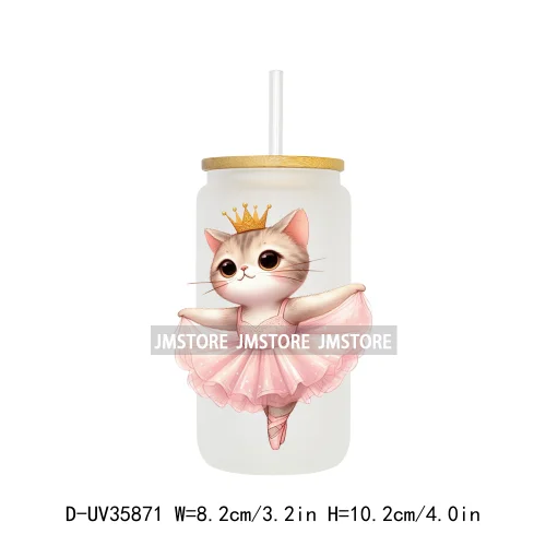 Dancing Cats Kittens Queen UV Sticker Decals For Libbey Cold Cups Mugs Tumbler Transfer Stickers Waterproof High Quality Labels