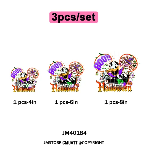 Cartoon Witches Princess Skull Animal Kids Love Characters Halloween Iron on DTF Transfers Stickers Ready to Press for T-shirts