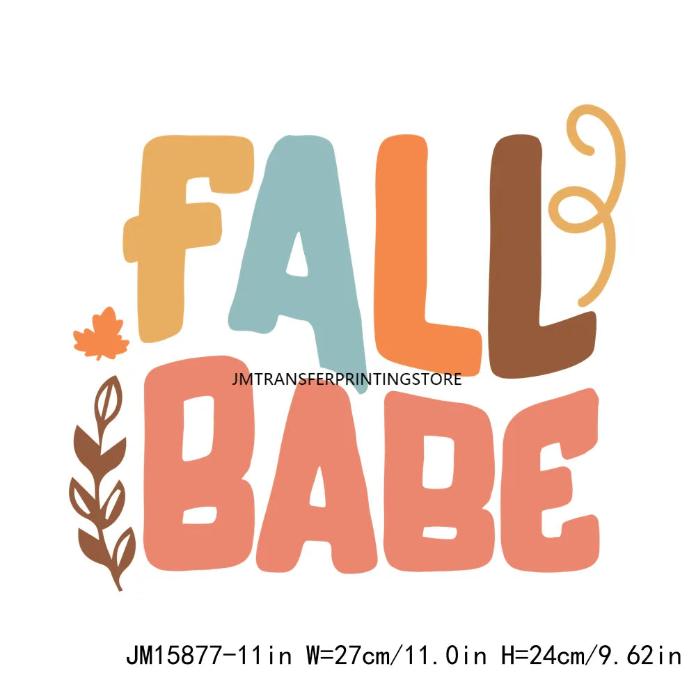 Hello Pumpkin Sweaters Bonfires DIY Logos Fall In The Air Autumn Vibes Iron On DTF Transfer Decals Ready To Press For T-Shirts