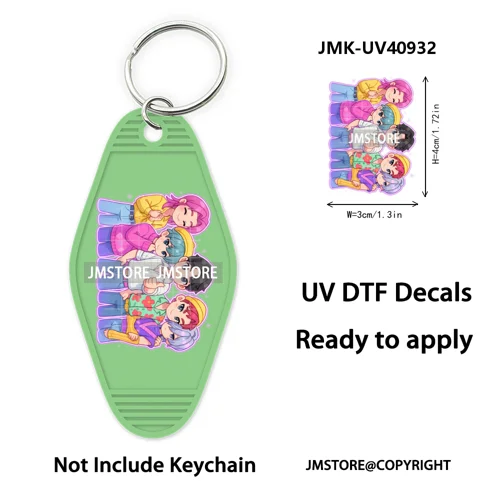 Kpop Demon Inspired Movie Character UV DTF Motel Keychain Decal Ready To Ship Durable Transfer Stickers Print For Hotel Keychain