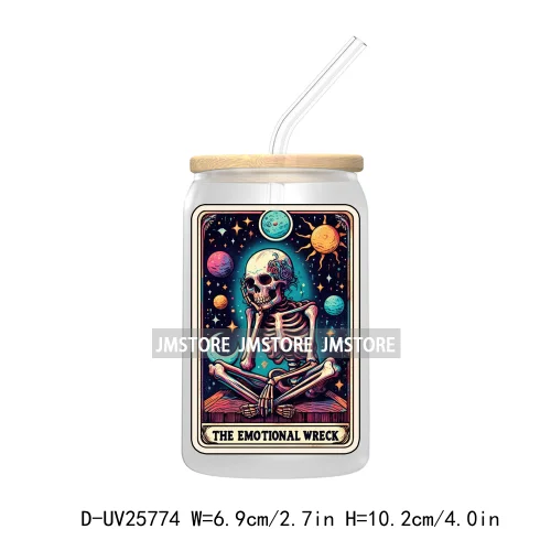 Sarcastic Sweary Skeleton Skull UV DTF Transfer Stickers Decals For Libbey Cold Cups Mugs Tumbler Custom Labels Funny Tarot Card