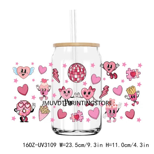 Cupid Ghostie Spooky Valentine's Day UV DTF Sticker For 16OZ Libbey Glass Cup Can Wrap Transfer Sticker Custom Labels DIY Logo