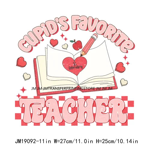 Retro Distressed Loved Teacher Mama Valentine Teaching Sweetheart DTF Heat Transfer Stickers Printing Ready To Press For Clothes