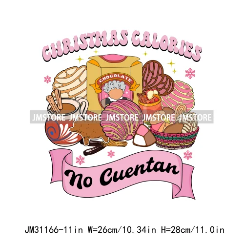 Funny Tis The Season Mexican Chocolate Pink Christmas Pan Dulce Spanish Iron On DTF Transfer Stickers Ready To Press For Clothes