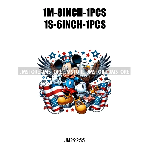 Washable Cartoon Animal 4th Of July Independence Day Freedom Iron On DTF Transfers Stickers Ready To Press For Clothing