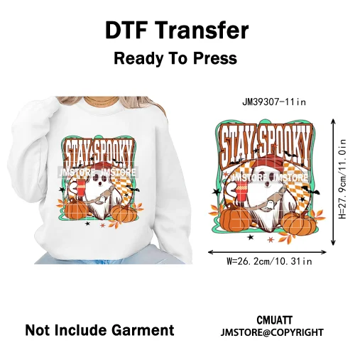 Funny Halloween Quotes Ghouls Stay Spooky Creep It Real Iron on DTF Washable Transfers Stickers Ready to Press for T-shirts Bags