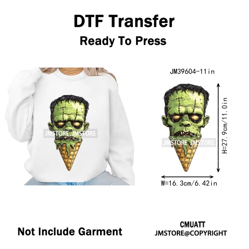 Scary Halloween Popsicles Horror Movie Killers Character Iron on DTF Washable Transfers Stickers Ready to Press for Textile Bags
