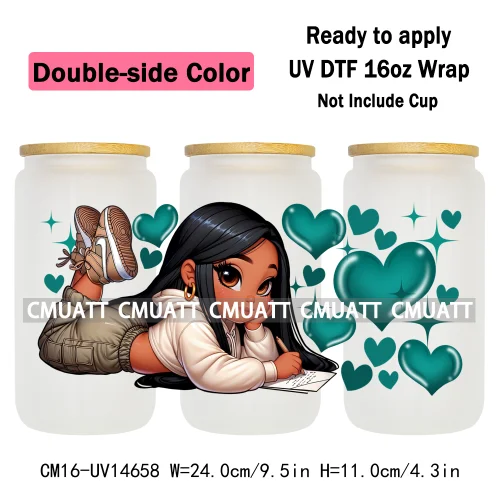 Double Sided Color UV DTF Cup Wraps 16OZ Wholesale Custom Bulk Waterproof Cartoon Lovely Princess Design For DIY Craft Mug Glass