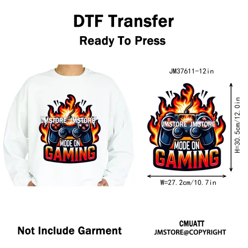 12in Old School Rap Hip Hop Music King Gaming Urban Vibes Graffiti Iron on DTF Heat Transfer Stickers Ready to Press for T-shirt