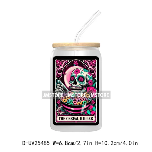 The Smoker Skeleton Tarot Card UV DTF Transfer Stickers Decals For Libbey Cold Cups Mugs Tumbler Custom Logo Labels Sugar Skull